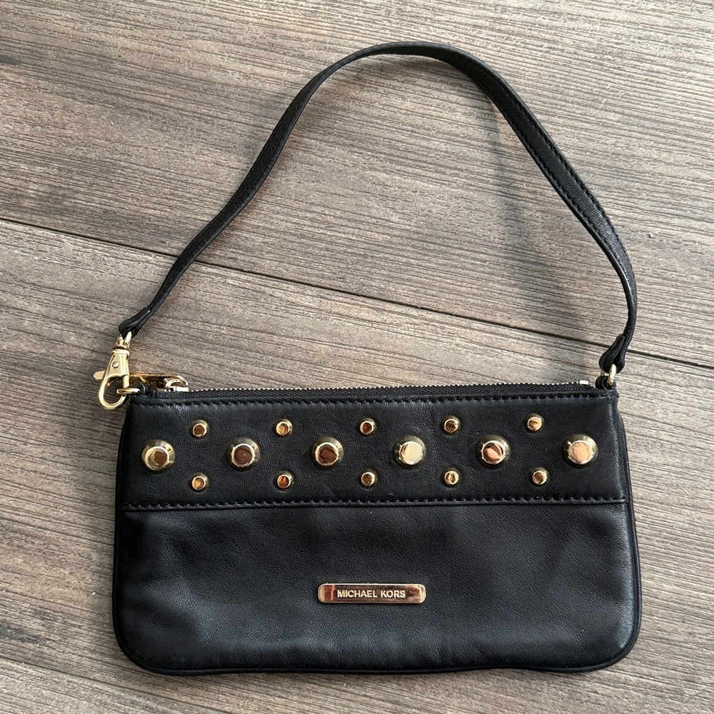 Michael Kors Black Wristlet with Gold Accents